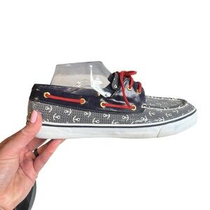 Sperry Sequin Anchor Boat Shoes Women’s 10M – Nautical Preppy Coastal Style